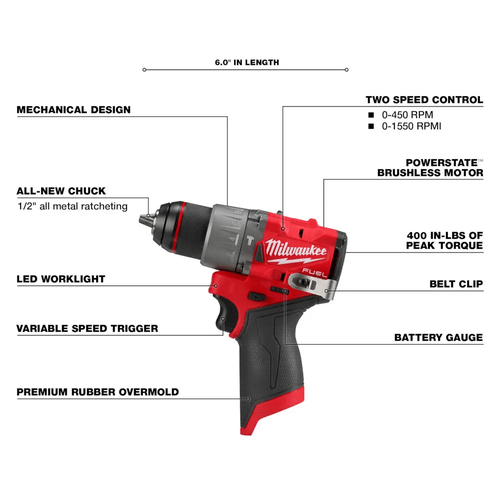 Parafusadeira Furadeira Imp. 1/2" - 12V Fuel 3404-159N Milwaukee
