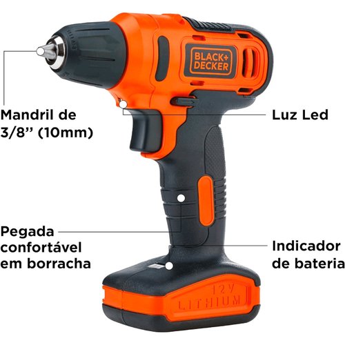 Parafusadeira Furadeira 12v Com 13 Acessórios LD12S-BR Black & Decker