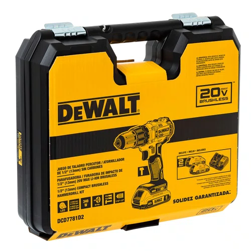 Parafusadeira Furadeira 20v Max Lítio 2 Baterias 2Ah DCD7781D2-BR DeWalt