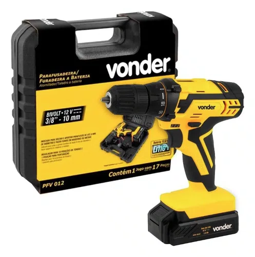 Parafusadeira/Furadeira com Parafusadeira de Impacto a Bateria 12V PFBV012 – Vonder