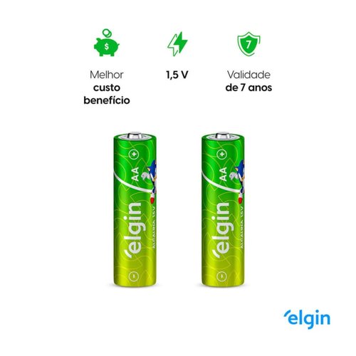 Pilha Alcalina AA 1,5V Blister Com 4 Peças Elgin