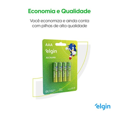 Pilha Alcalina AAA Palito Blister Com 4 Peças Elgin