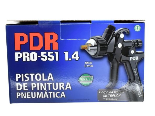 Pistola de Pintura Gravidade HVLP 1,4mm 600ml Branco PDR