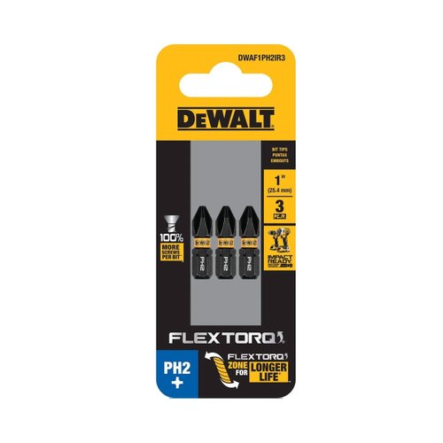 Ponta Phillips #2 FlexTorq 1" 3 Peças DWAF1PH2IR3 DeWalt