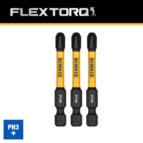 Ponta Phillips #3 Flextorq 2 1/4" 3 Peças DWAF2PH3IR3 DeWalt