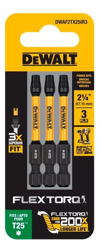 Ponta Torx T25 FlexTorq 2-1/4 - 3 Peças DWAF2TX25IR3 DeWalt