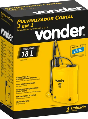 Pulverizador Agrícola 18L 2 em 1 (Manual/Bateria) Vonder