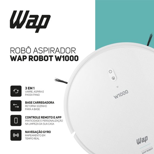Robô Aspirador Inteligente Robot W1000 Com Mapeamento Wap