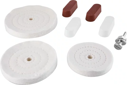 Jogo de Rodas de Pano Poliméricas Vonder 100 mm com Pasta Abrasiva – 8 Peças