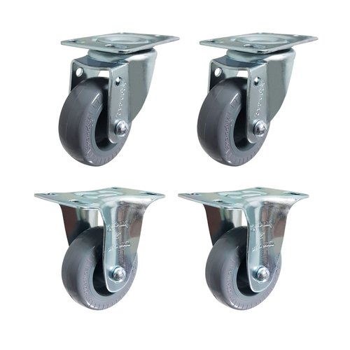 Rodízio Fixo + Giratório 2” 210 BP Cinza 45kg Rod-Car