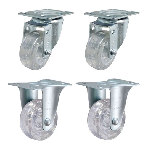 Rodízio Fixo + Giratório 2” 210 GEL Incolor 30kg Rod-Car