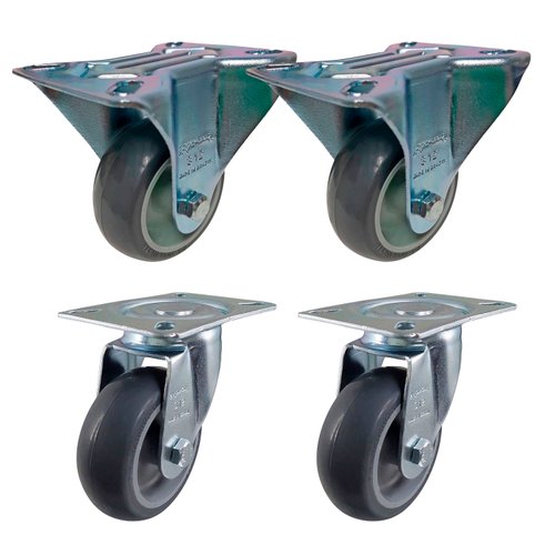 Rodízio Fixo + Giratório 3” 312 BP 80kg Cinza Rod-Car