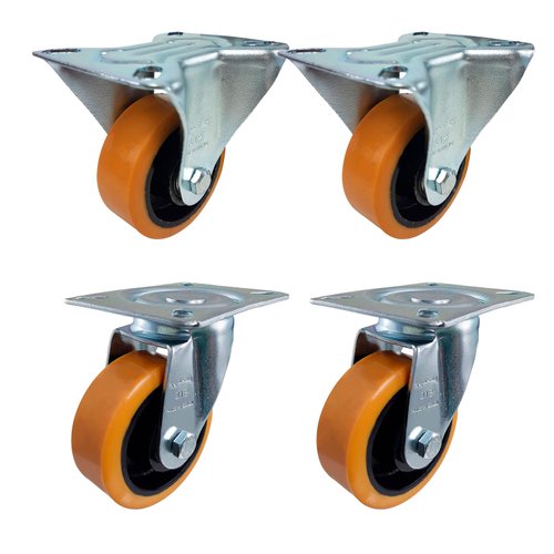 Rodízio Fixo + Giratório 3” 312 UFK 170kg PU Laranja Rod-Car