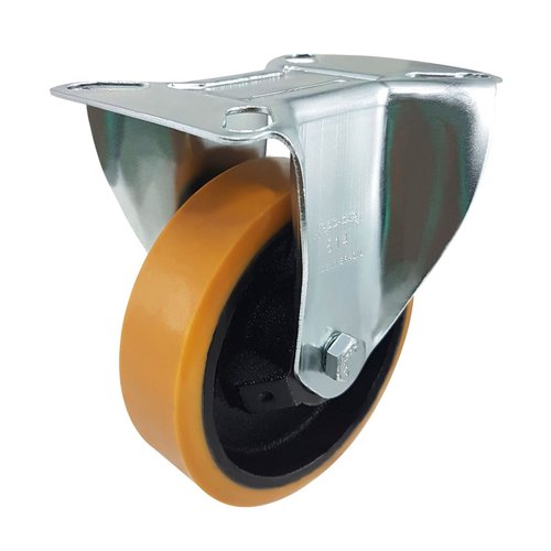 Rodízio Fixo + Giratório 5” 514 UFK 300kg PU Laranja Rod-Car
