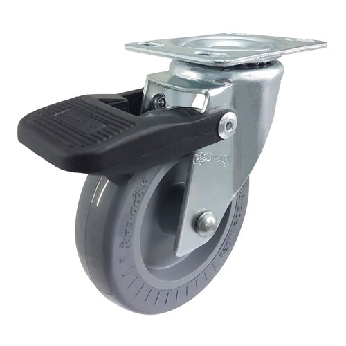 Rodízio Fixo + Giratório c/ Freio 3” 310 BP 60kg Cinza Rod-Car