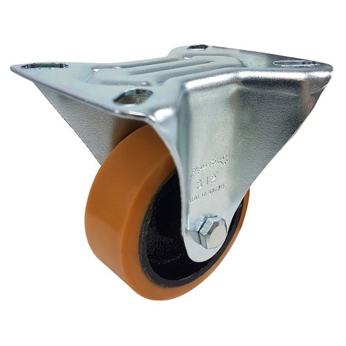 Rodízio Fixo + Giratório c/ Freio 3” 312 UFN 170kg PU Laranja Rod-Car