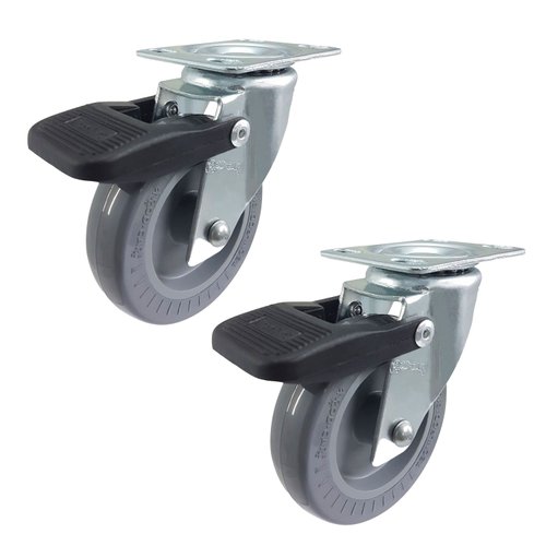 Rodízio Giratório 3” GLRO 310 BP 60kg Cinza C/Freio 102675 2un Rod-Car