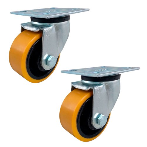 Rodízio Giratório 4” GIR 42 UFK 400kg PU Laranja Rolamento 122678 2un Rod-Car