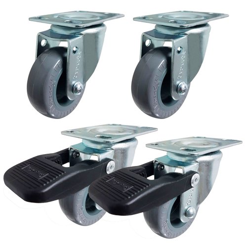 Rodízio Giratório 4un 2” 210 BP Cinza 45kg Rod-Car