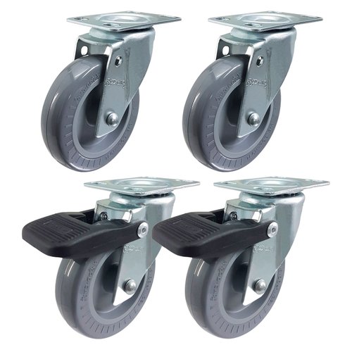 Rodízio Giratório 4un 3” 310 BP 60kg Cinza Rod-Car