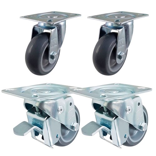 Rodízio Giratório 4un 3” 312 BP 80kg Cinza Rod-Car