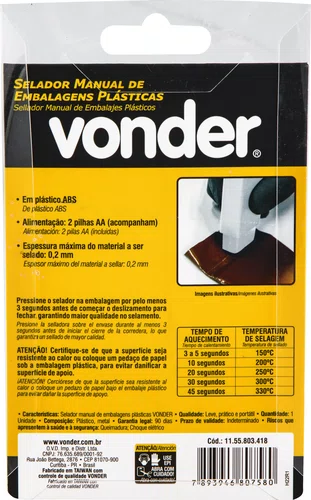 Selador Manual de Embalagem Plástica – Vonder