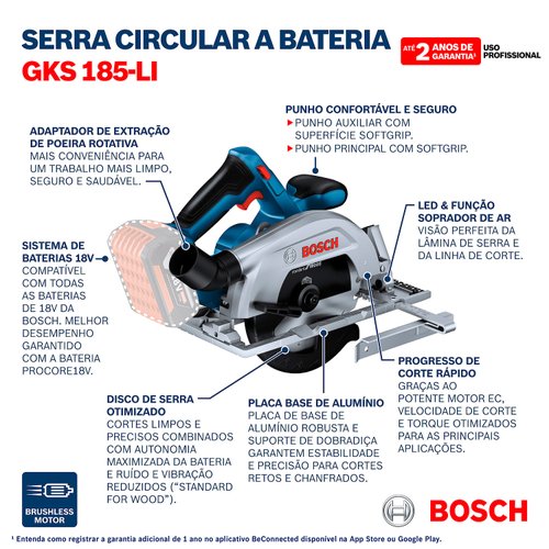 Serra Circular Bosch 18V GKS 185-LI Sem Bateria BL