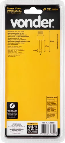 Serra Copo Diamantada 32 mm para Esmerilhadeira Vonder