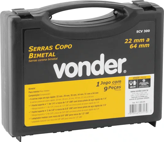 Jogo de Serra Copo Bimetal 9 Peças SCV 300 Vonder