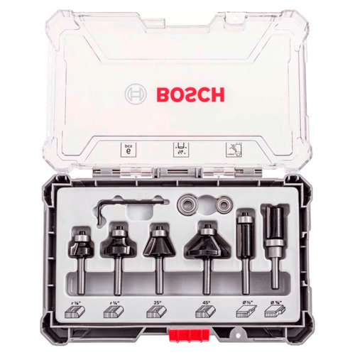 Jogo de Fresas de Aparo e Contorno Standard Encaixe de 1/4" 6 Peças 2607017470 Bosch