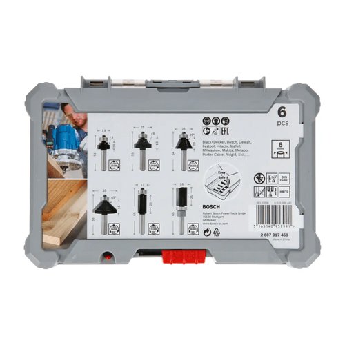 Jogo de Fresas de Aparo e Contorno Standard Encaixe de 6 mm 6 Peças 2607017468 Bosch