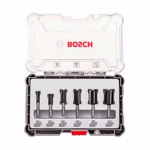 Jogo de Fresas Retas Encaixe de 6mm 6 Peças 2607017465 Bosch