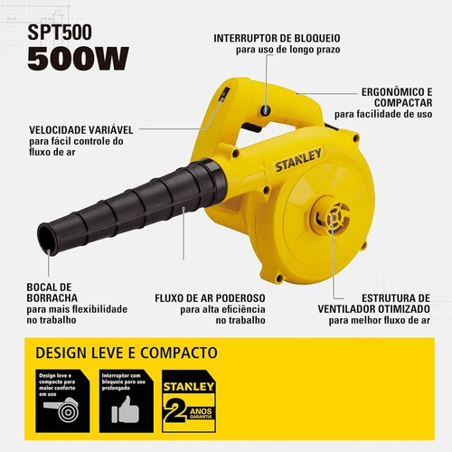 Soprador Apirador de Pó 500w 220v SPT500-B2 Stanley