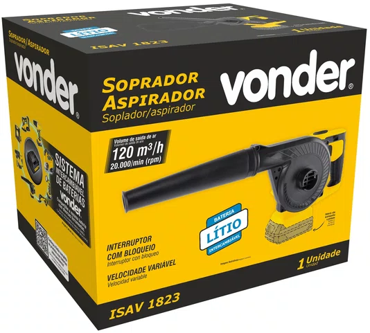 Soprador/Aspirador 18V Modelo ISAV1823 Sem Bateria e Carregador Vonder