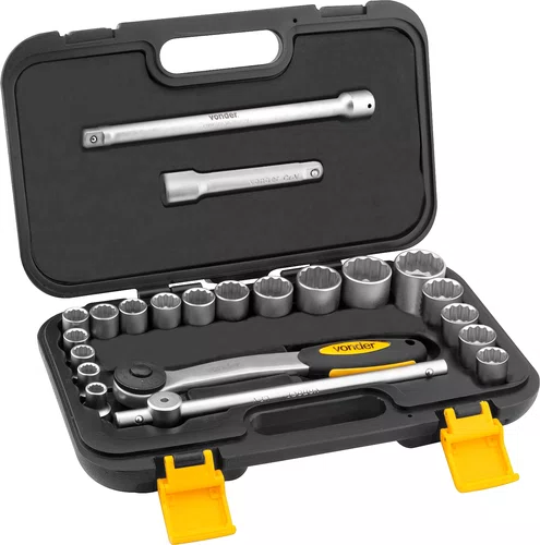 Jogo de Soquetes Estriados 1/2" Modelo JG 08A32MM 22 Peças Vonder