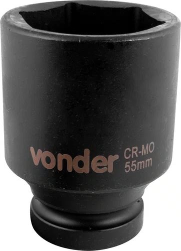Soquete Sextavado Longo 1" 55 mm Aço Cromo Molibdênio Vonder