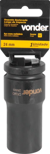 Soquete Sextavado Longo Encaixe 3/4" 24 mm Aço Cromo Molibdênio Vonder