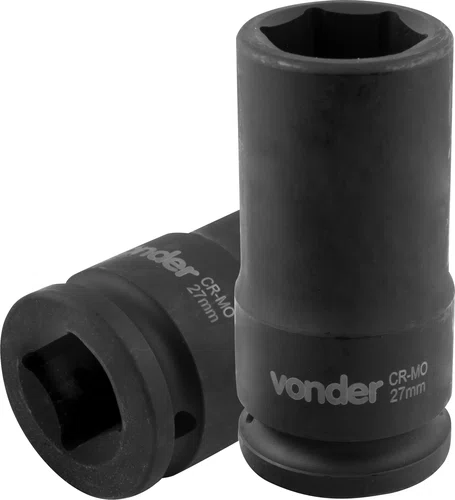 Soquete Sextavado Longo Encaixe 3/4" 27 mm Cromado Vonder