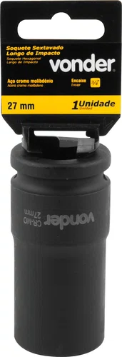 Soquete Sextavado Longo Encaixe 3/4" 27 mm Cromado Vonder