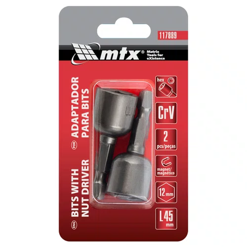 Soquete Magnetico 12mm X 45mm C/2Pçs - 117889 - MTX