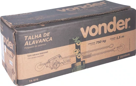 Talha com Alavanca 0,75 Tonelada x 1,5 Metro TA075 Vonder