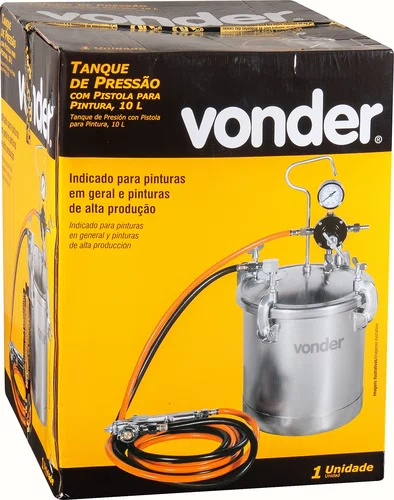 Tanque de Pressão para Pintura 10L com Pistola Vonder