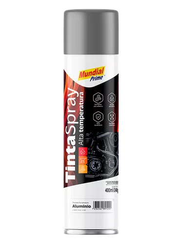 Tinta Spray Alta Temperatura Aluminio 400ml Mundial Prime