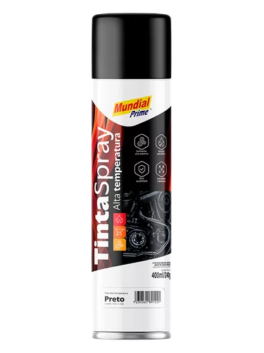 Tinta Spray Alta Temperatura Preto Fosco 400ml Mundial Prime