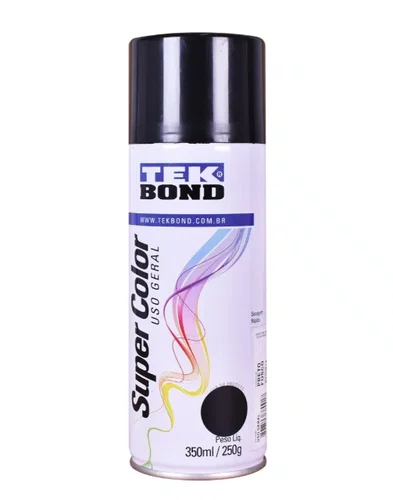 Tinta Spray Preto Fosco 350 ml Super Color Uso Geral 69957327008 – Tekbond