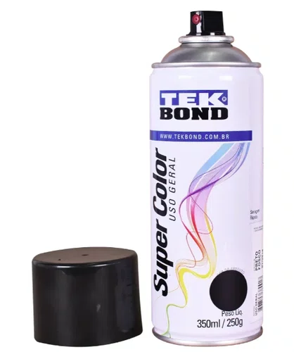 Tinta Spray Preto Fosco 350 ml Super Color Uso Geral 69957327008 – Tekbond