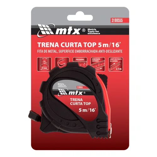 Trena 05 Metros Emborrachada Com Gancho Magnético 3100555 MTX