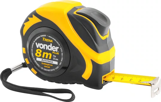 Trena Aço Auto Trava 8 m x 25 mm Vonder Plus
