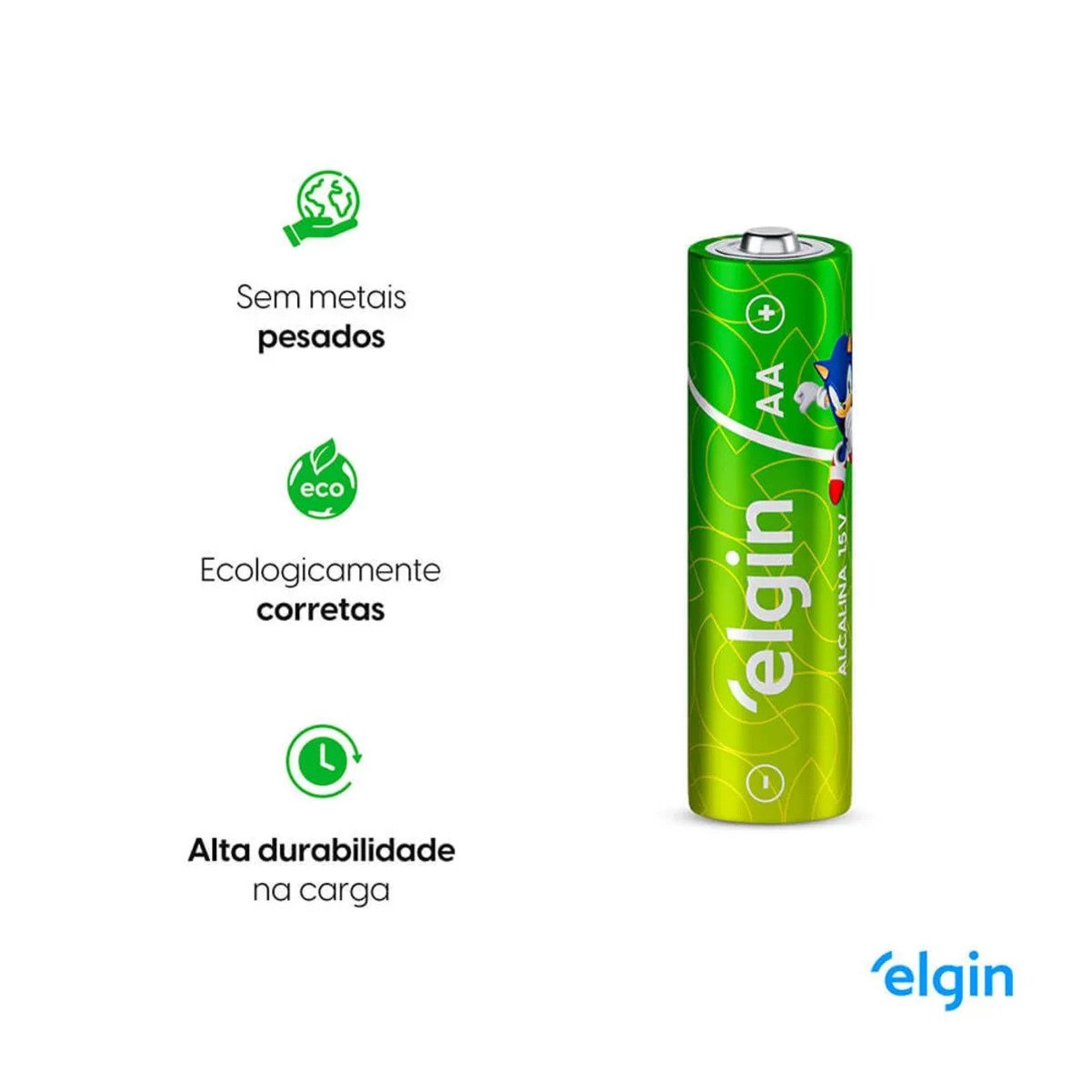Pilha Alcalina AA 1,5V Blister Com 4 Peças Elgin