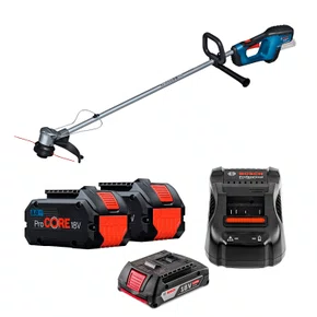 Aparador de grama Bosch GRT 18V-33 + Carreg e 2 Baterias 8Ah ProCORE + Bateria 2Ah de Brinde